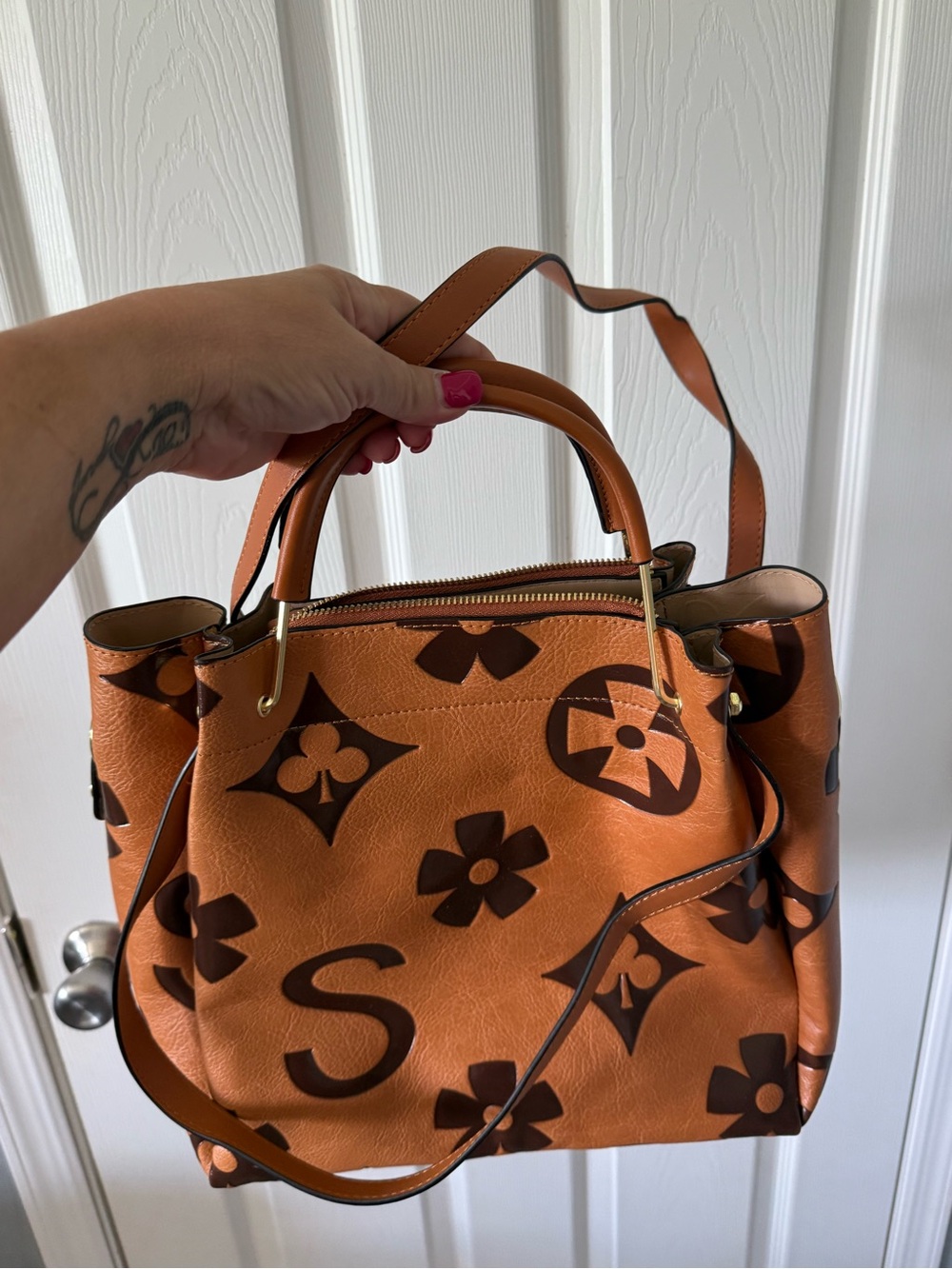 TikTok Women’s Orange Patterned Tote Bag